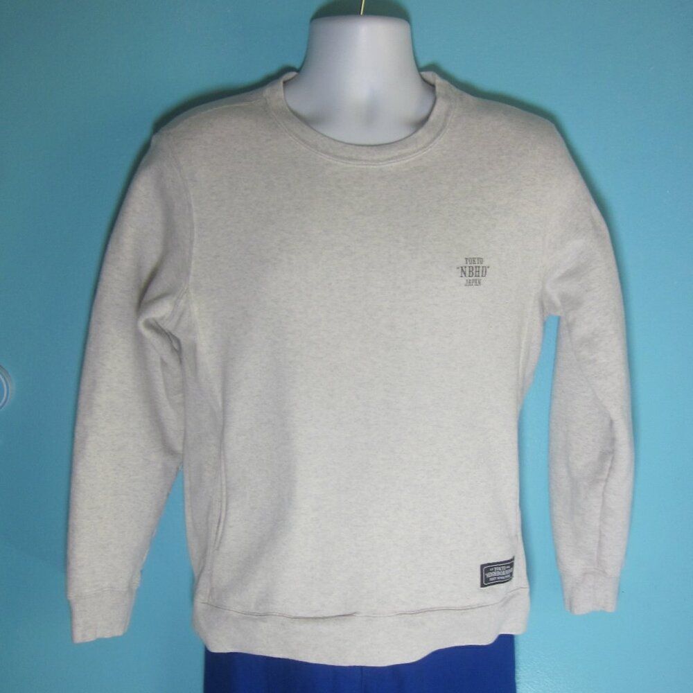 Neighborhood Japan Mens Size S Light Gray Cotton Logo Pullover Sweatshirt